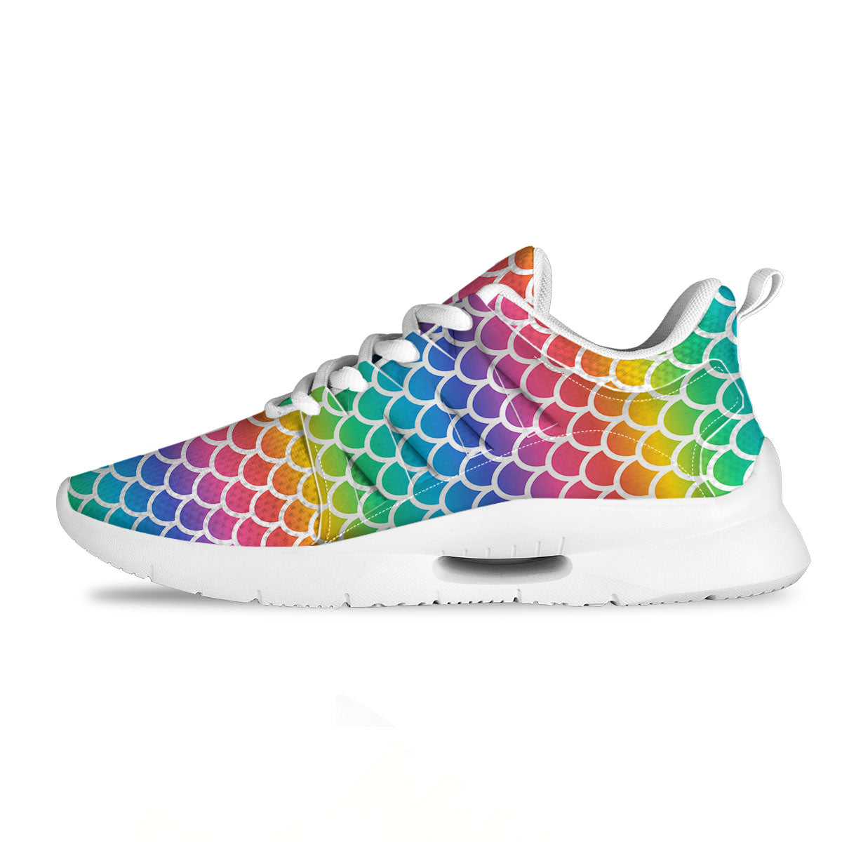 Scale Rainbow Mermaid Print Pattern Tennis Shoes-grizzshop