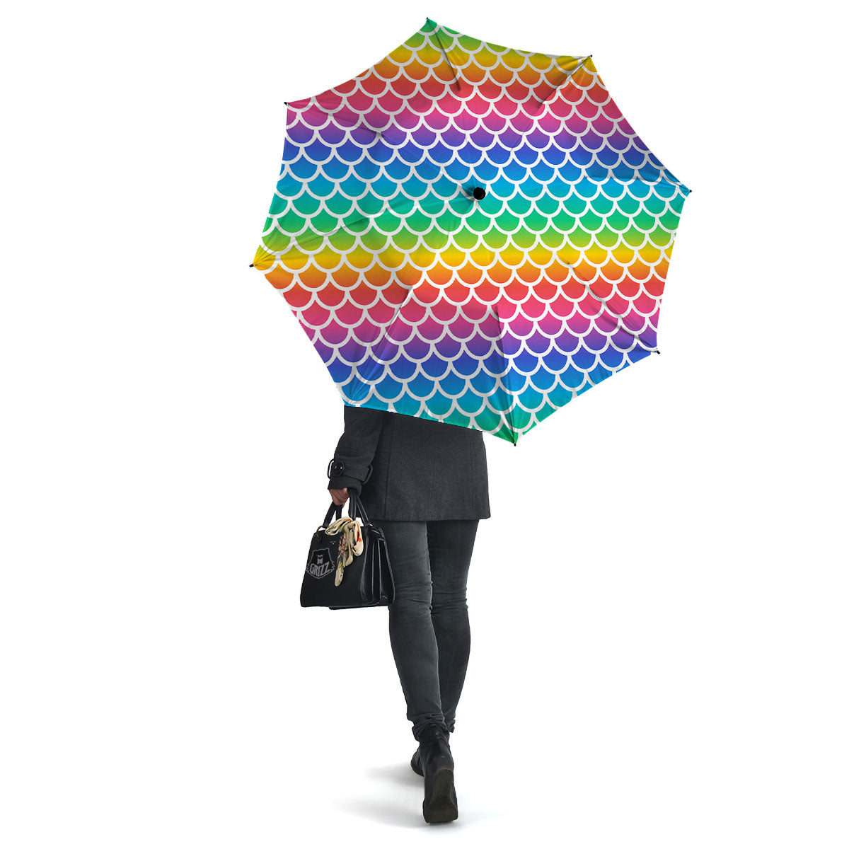 Scale Rainbow Mermaid Print Pattern Umbrella-grizzshop