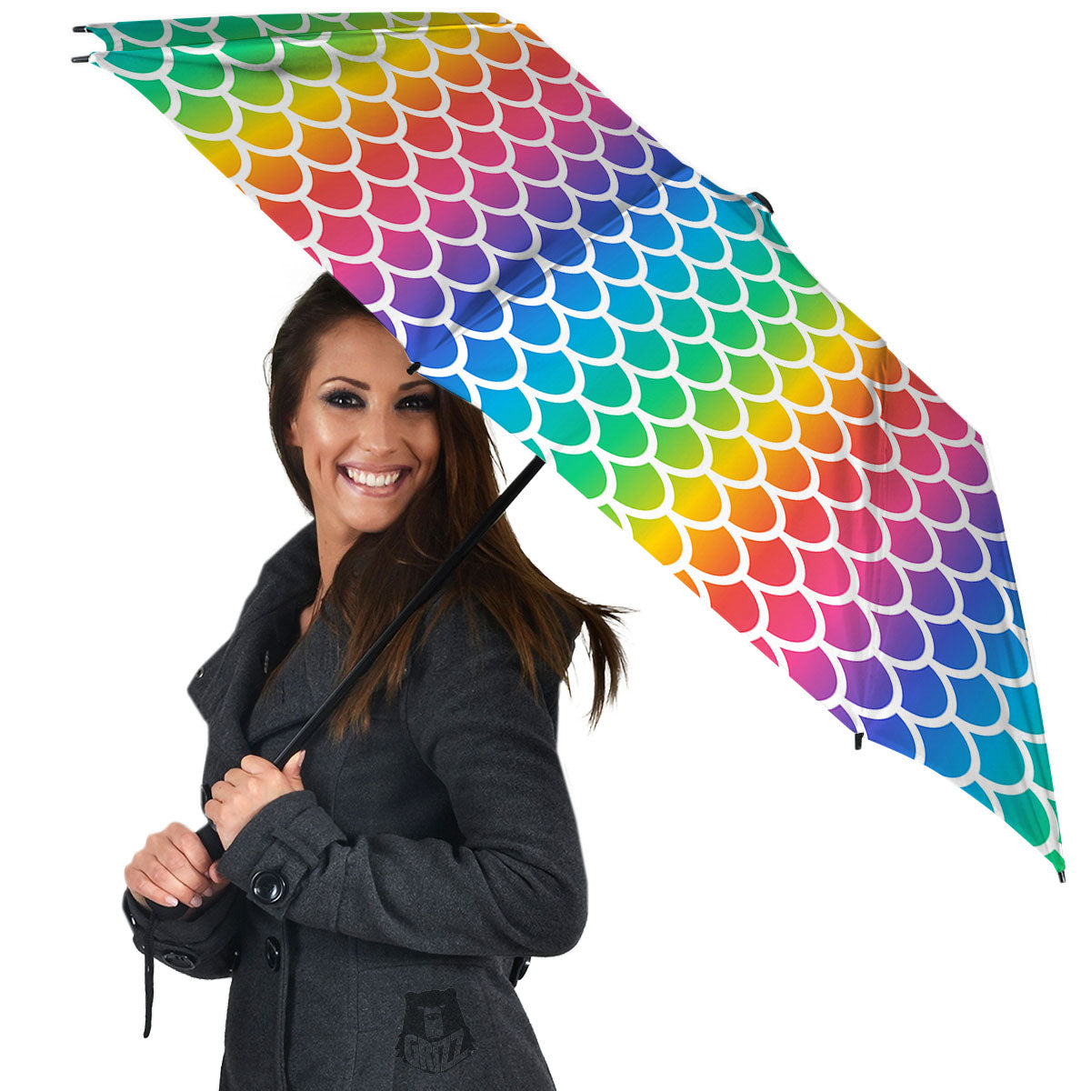 Scale Rainbow Mermaid Print Pattern Umbrella-grizzshop