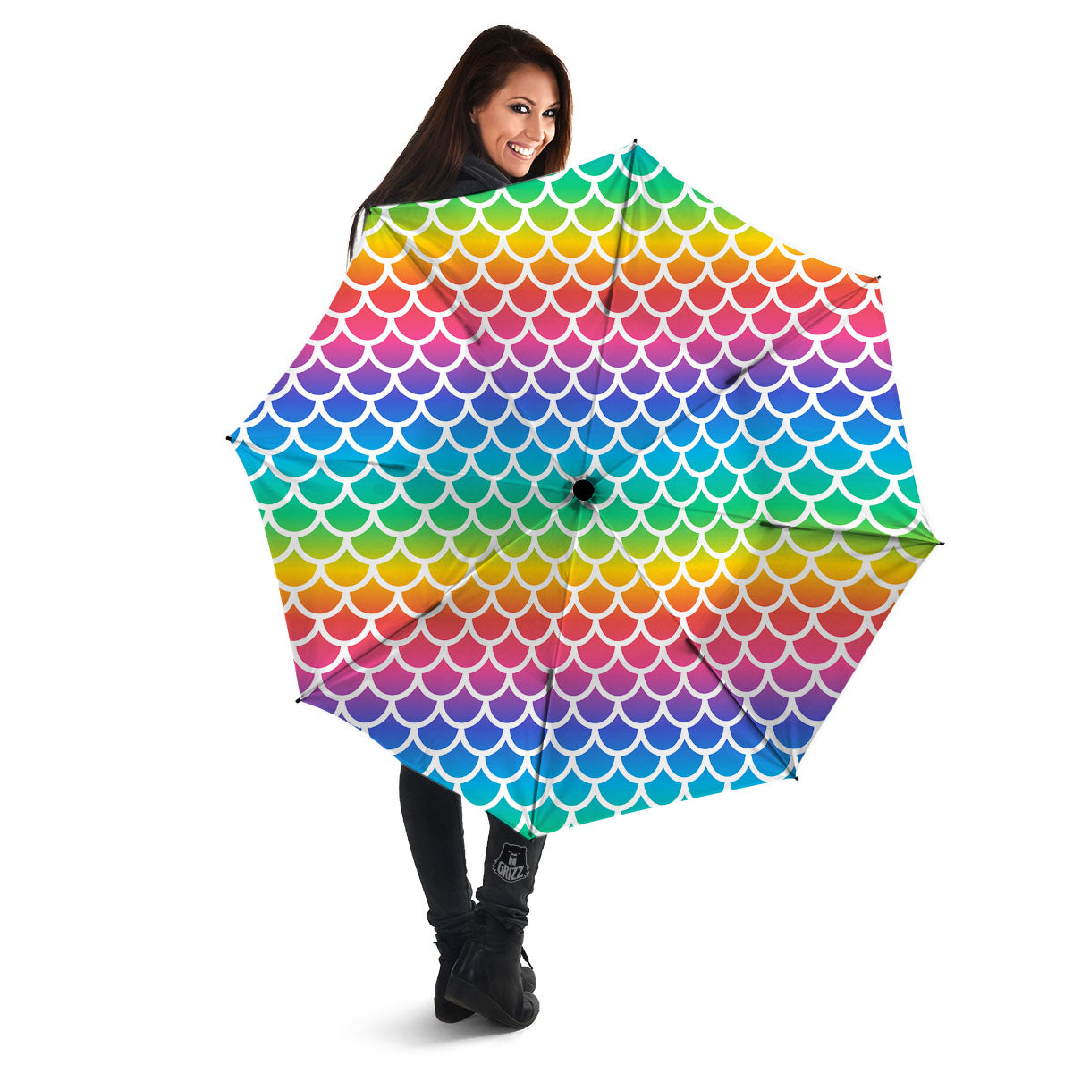 Scale Rainbow Mermaid Print Pattern Umbrella-grizzshop