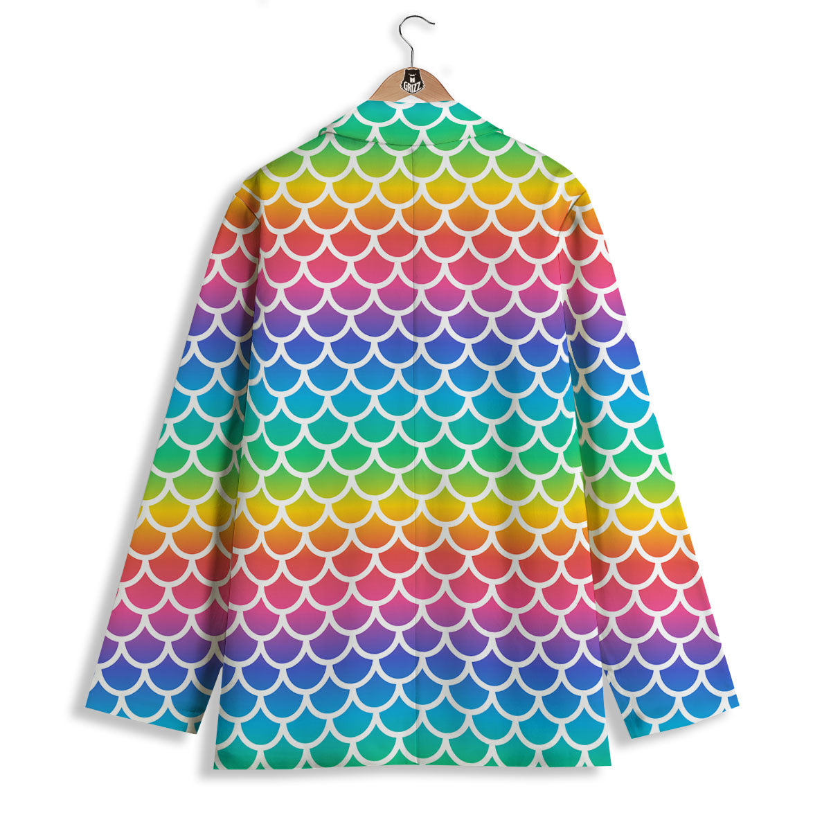 Scale Rainbow Mermaid Print Pattern Women's Blazer-grizzshop