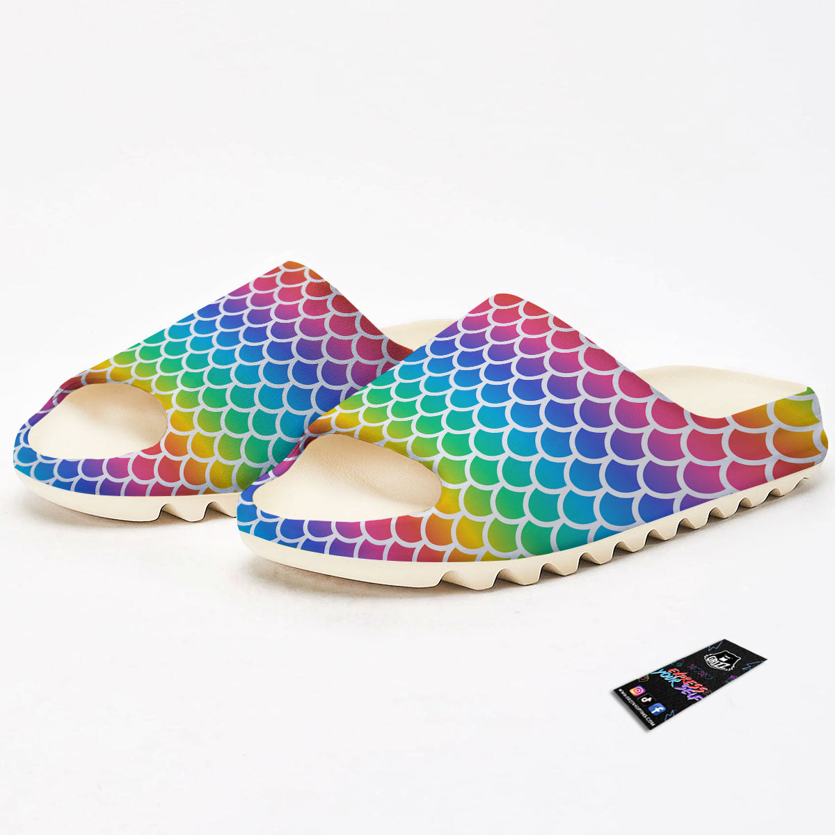 Scale Rainbow Mermaid Print Pattern Sandals-grizzshop