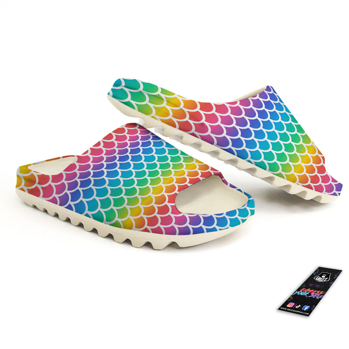 Scale Rainbow Mermaid Print Pattern Sandals-grizzshop