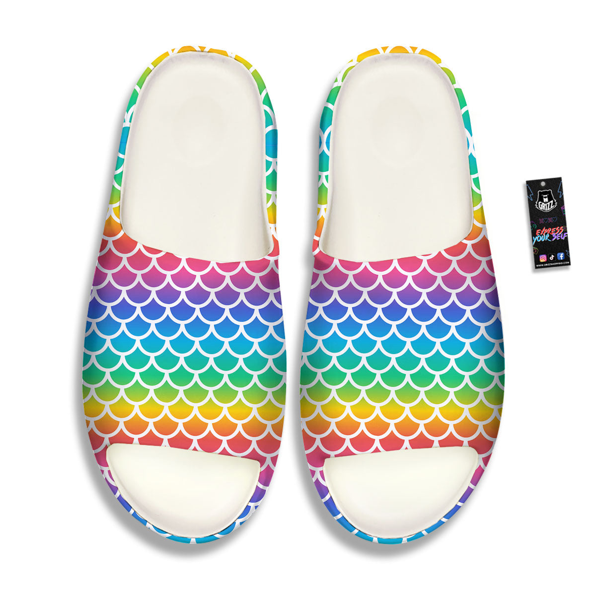 Scale Rainbow Mermaid Print Pattern Sandals-grizzshop