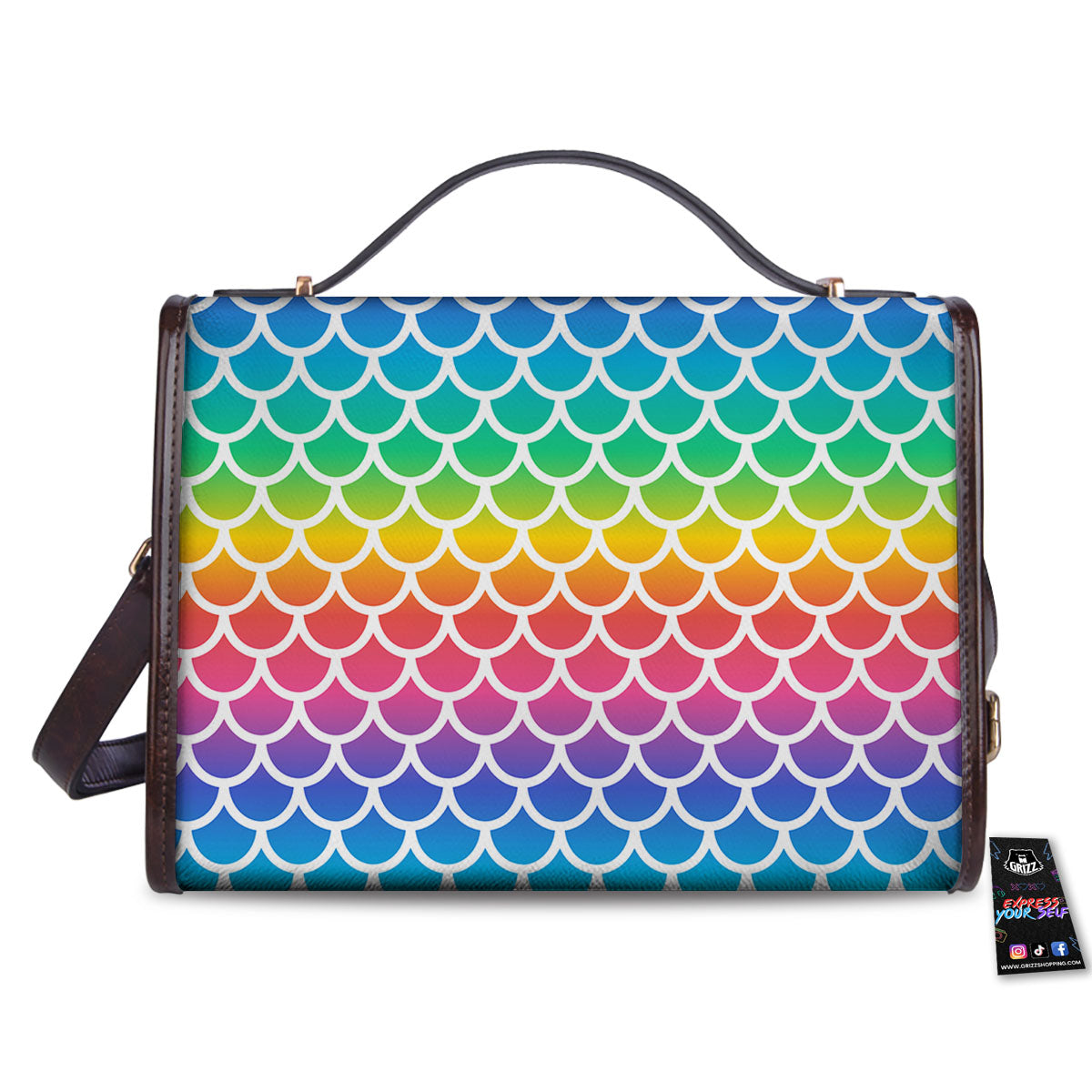 Scale Rainbow Mermaid Print Pattern Women's Satchel Bag