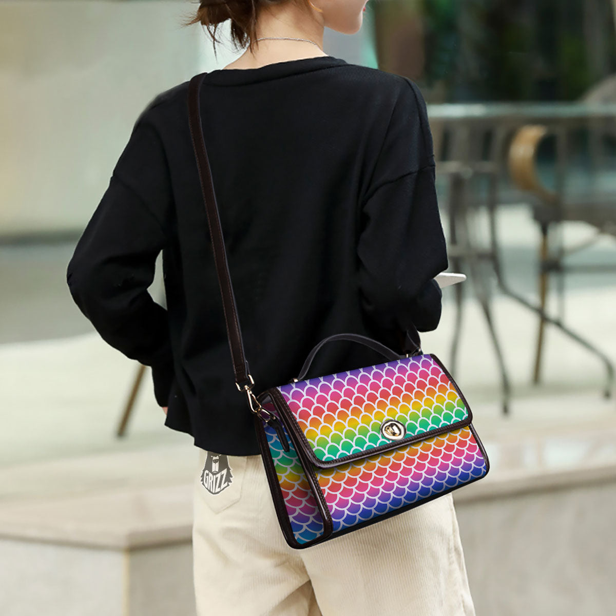 Scale Rainbow Mermaid Print Pattern Women's Satchel Bag