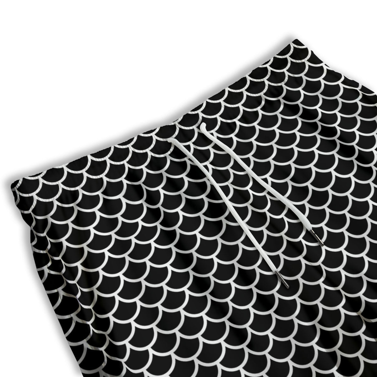 Scales Black Mermaid Print Pattern Men's Athletic Shorts