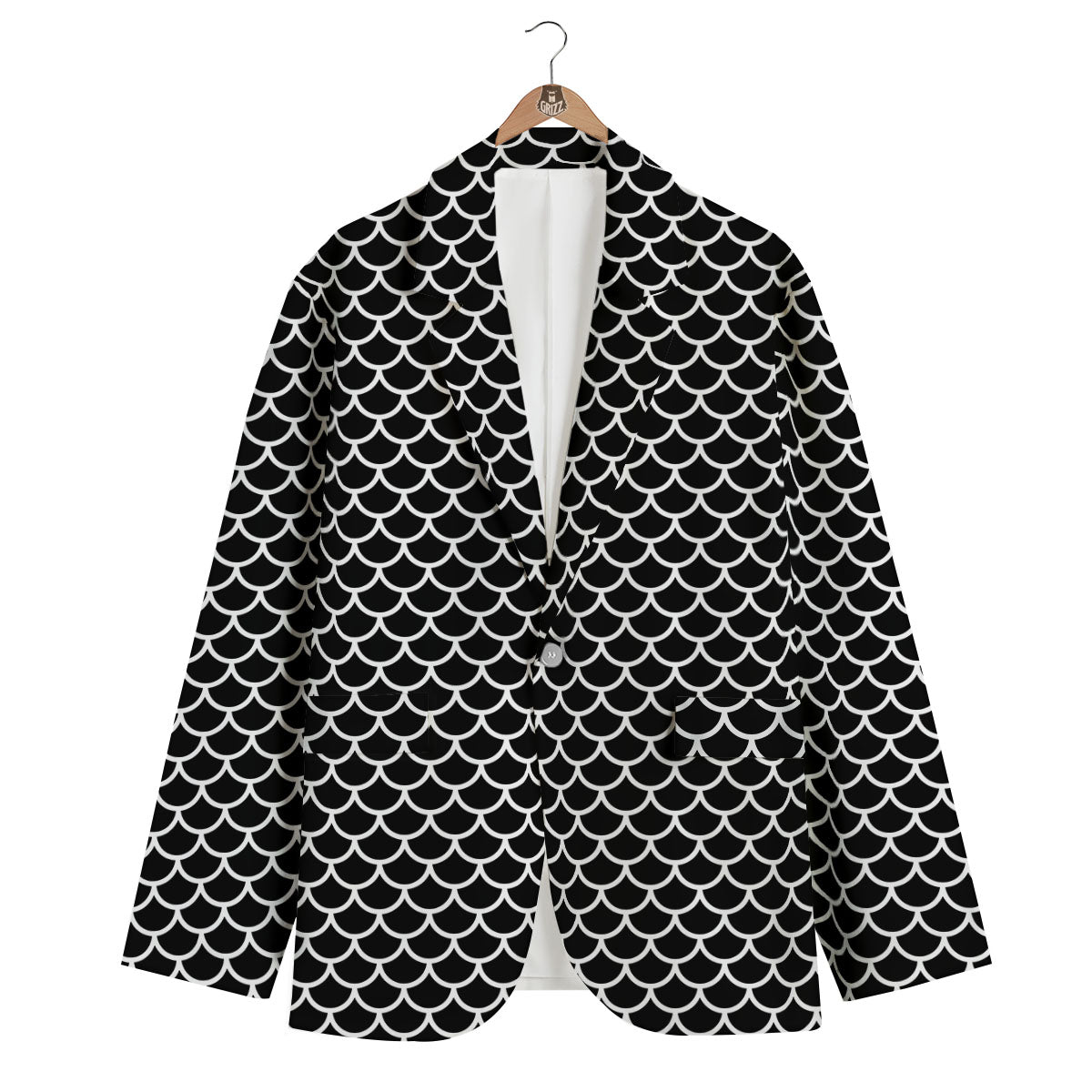 Scales Black Mermaid Print Pattern Men's Blazer-grizzshop