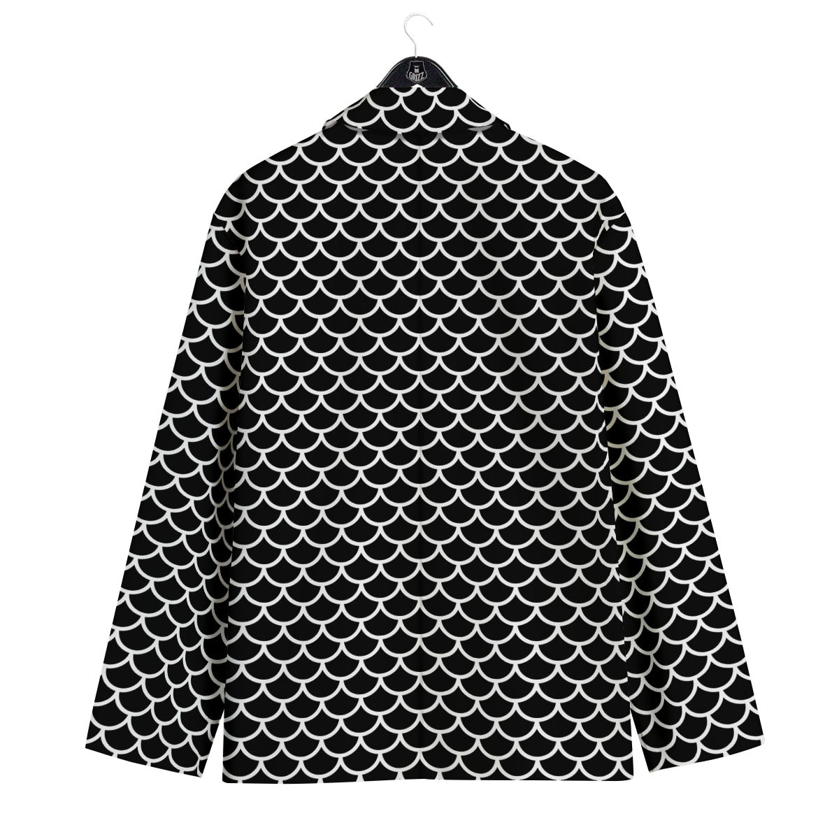 Scales Black Mermaid Print Pattern Men's Sport Coat-grizzshop