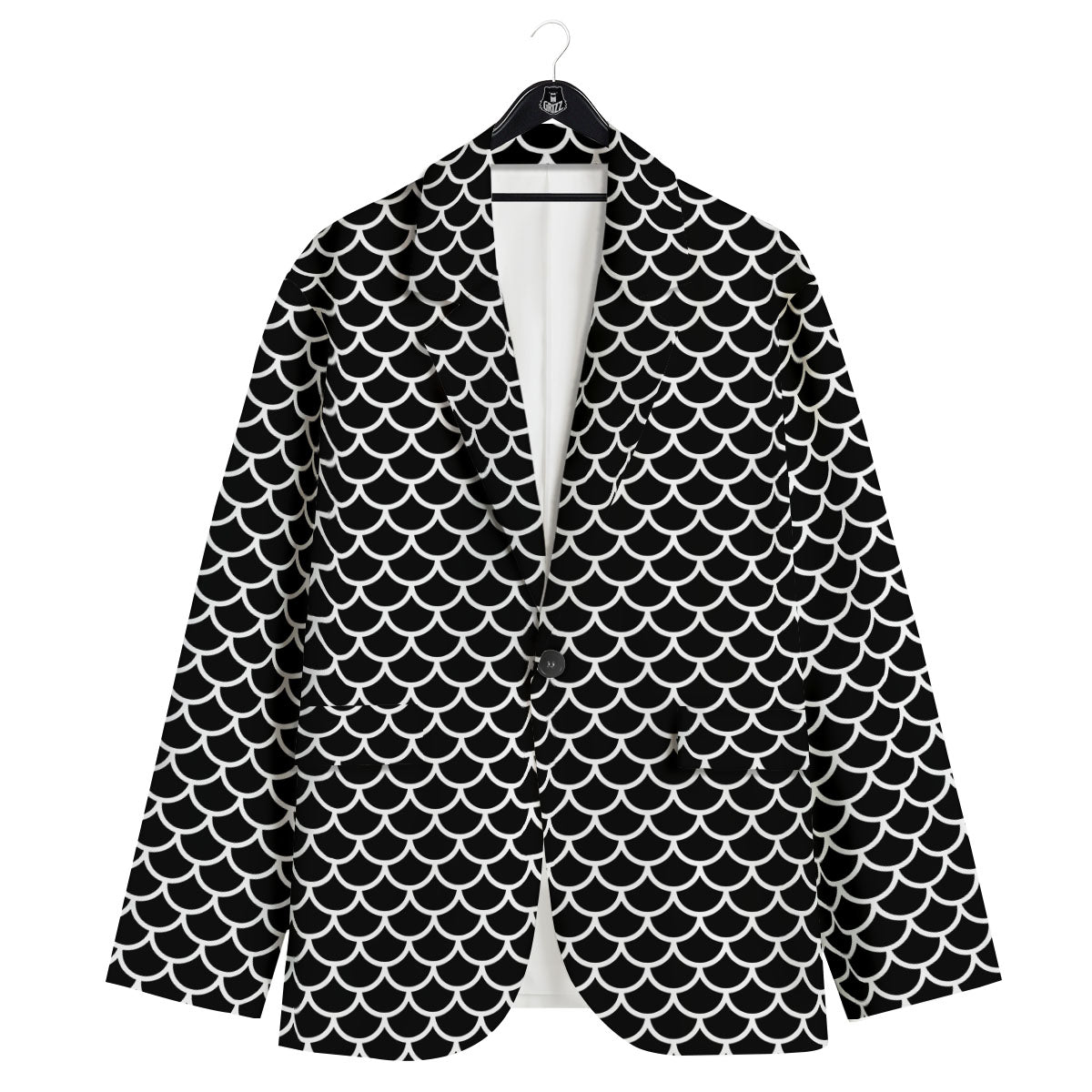 Scales Black Mermaid Print Pattern Men's Sport Coat-grizzshop