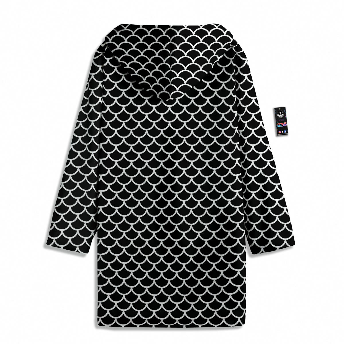 Scales Black Mermaid Print Pattern Men's Windbreaker Jacket-grizzshop