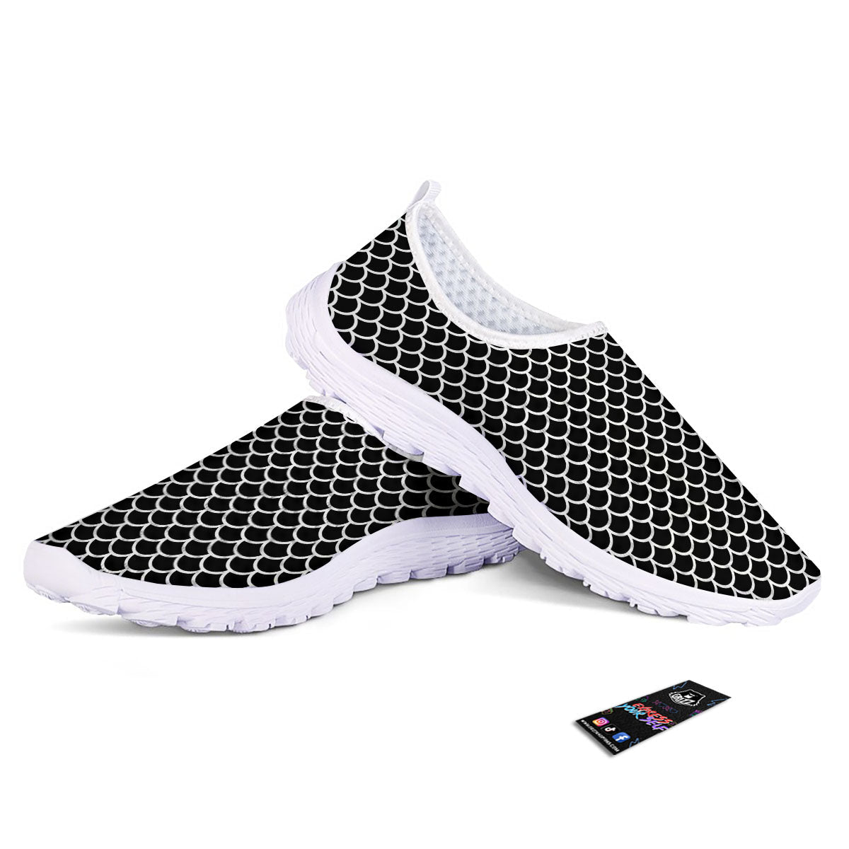 Scales Black Mermaid Print Pattern Nurse Shoes-grizzshop