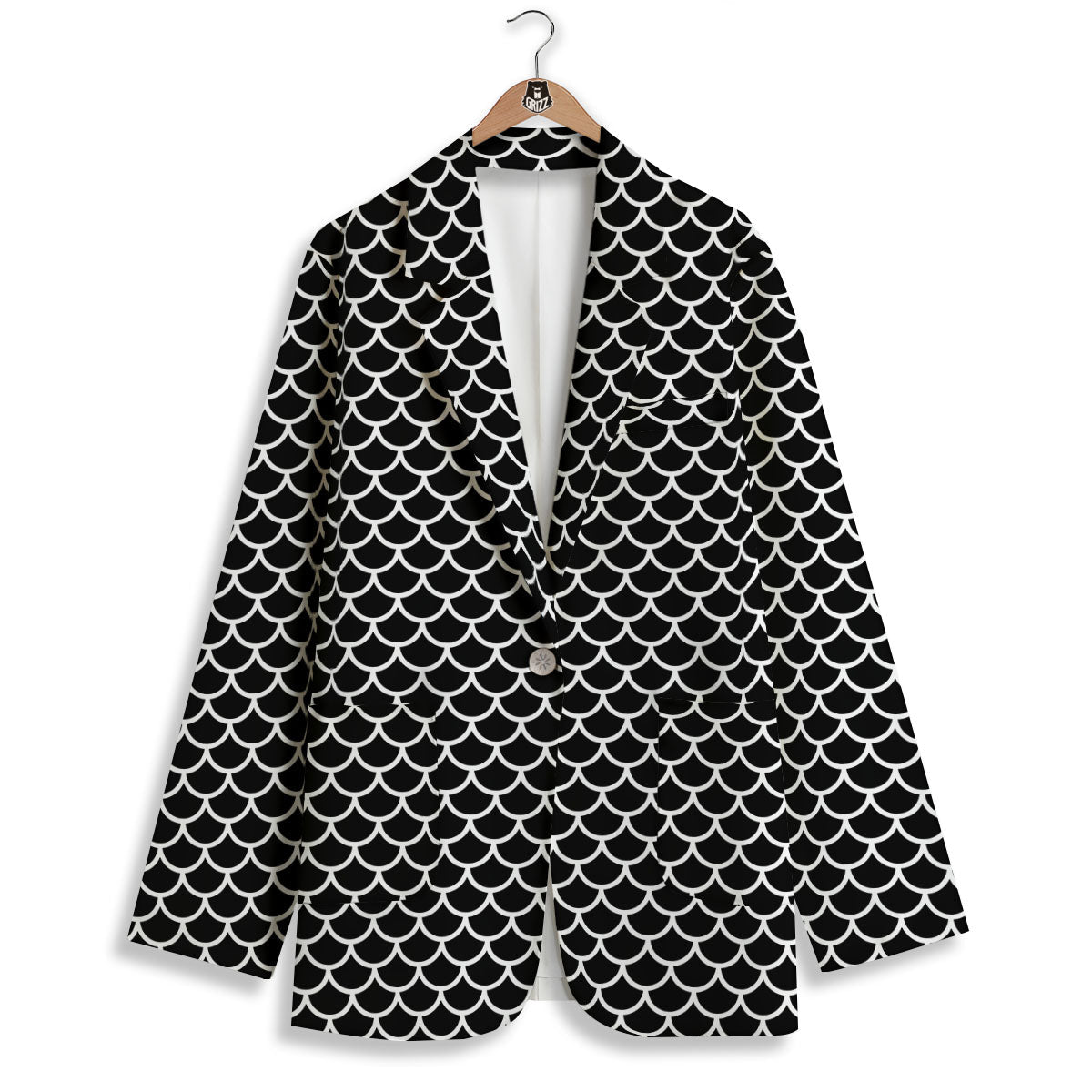Scales Black Mermaid Print Pattern Women's Blazer-grizzshop