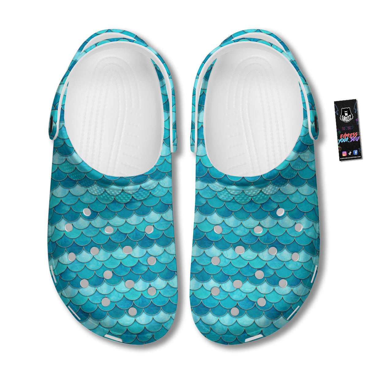Scales Mermaid Blue Print Pattern Clog-grizzshop
