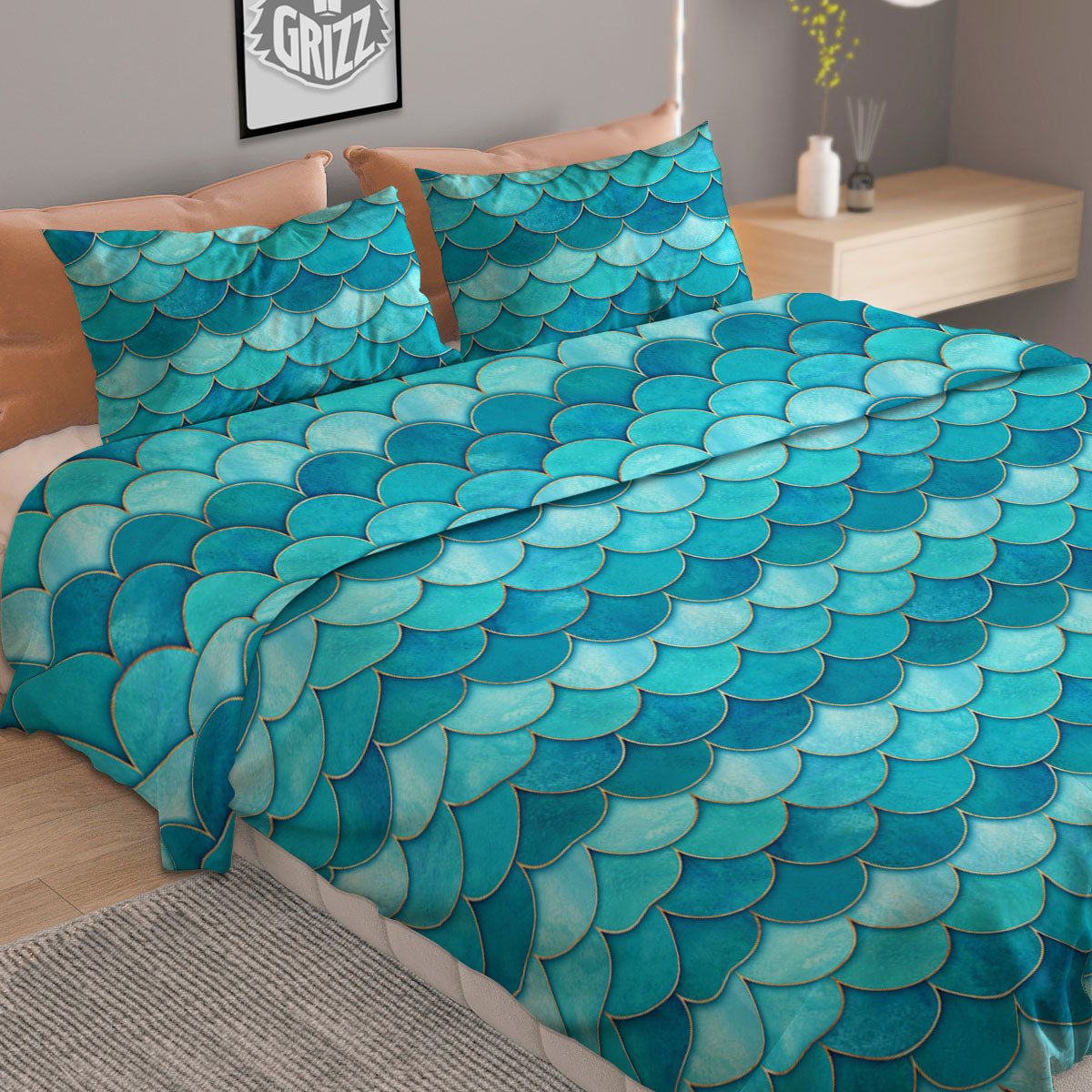 Pyramid Golden Print Duvet Cover Bedding Set