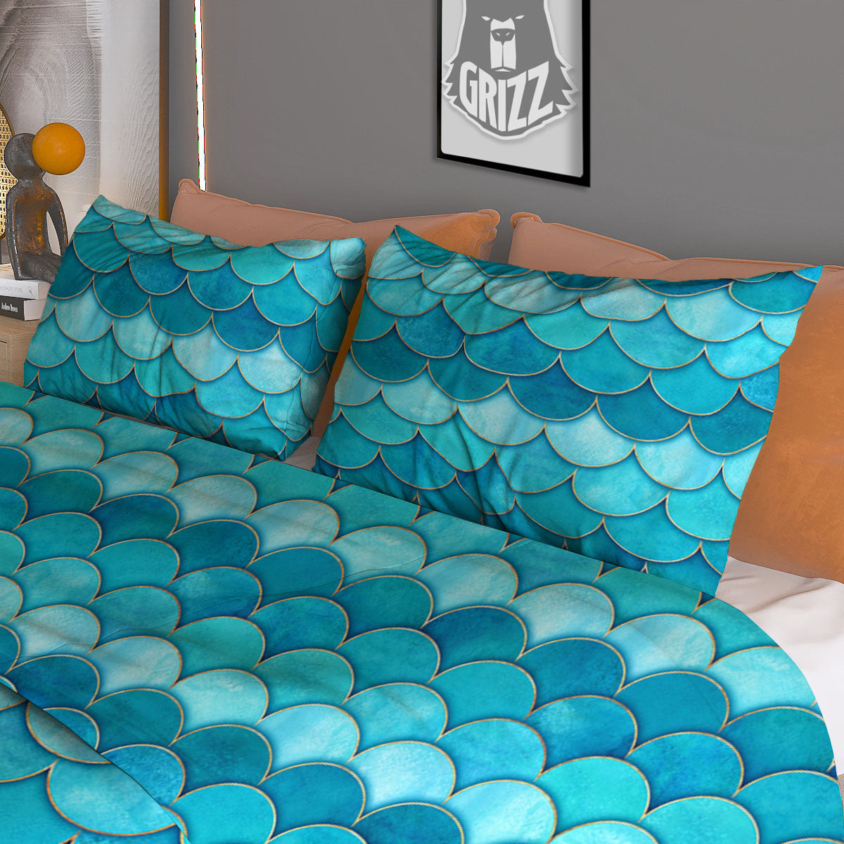 Pyramid Golden Print Duvet Cover Bedding Set