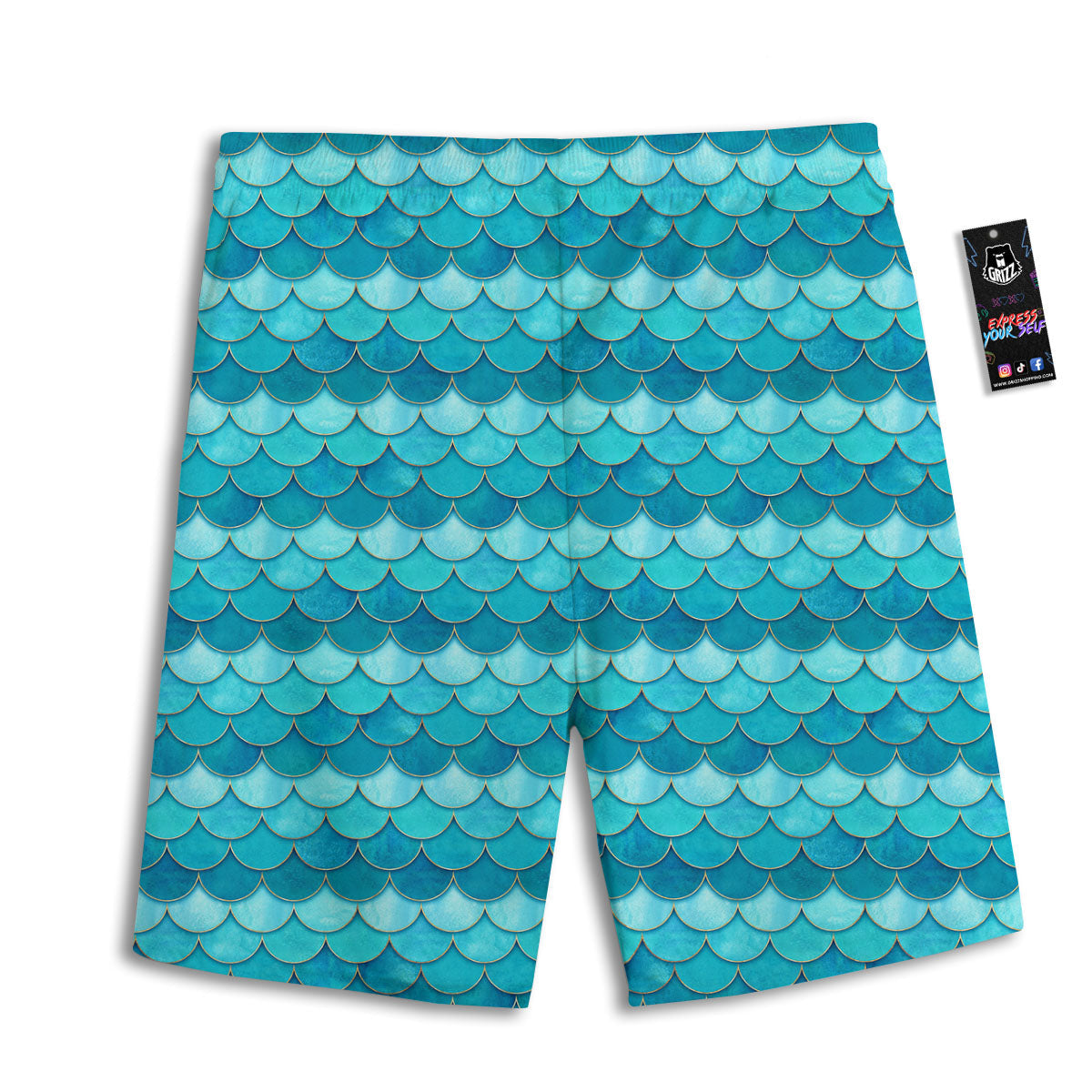 Scales Mermaid Blue Print Pattern Men's Athletic Shorts