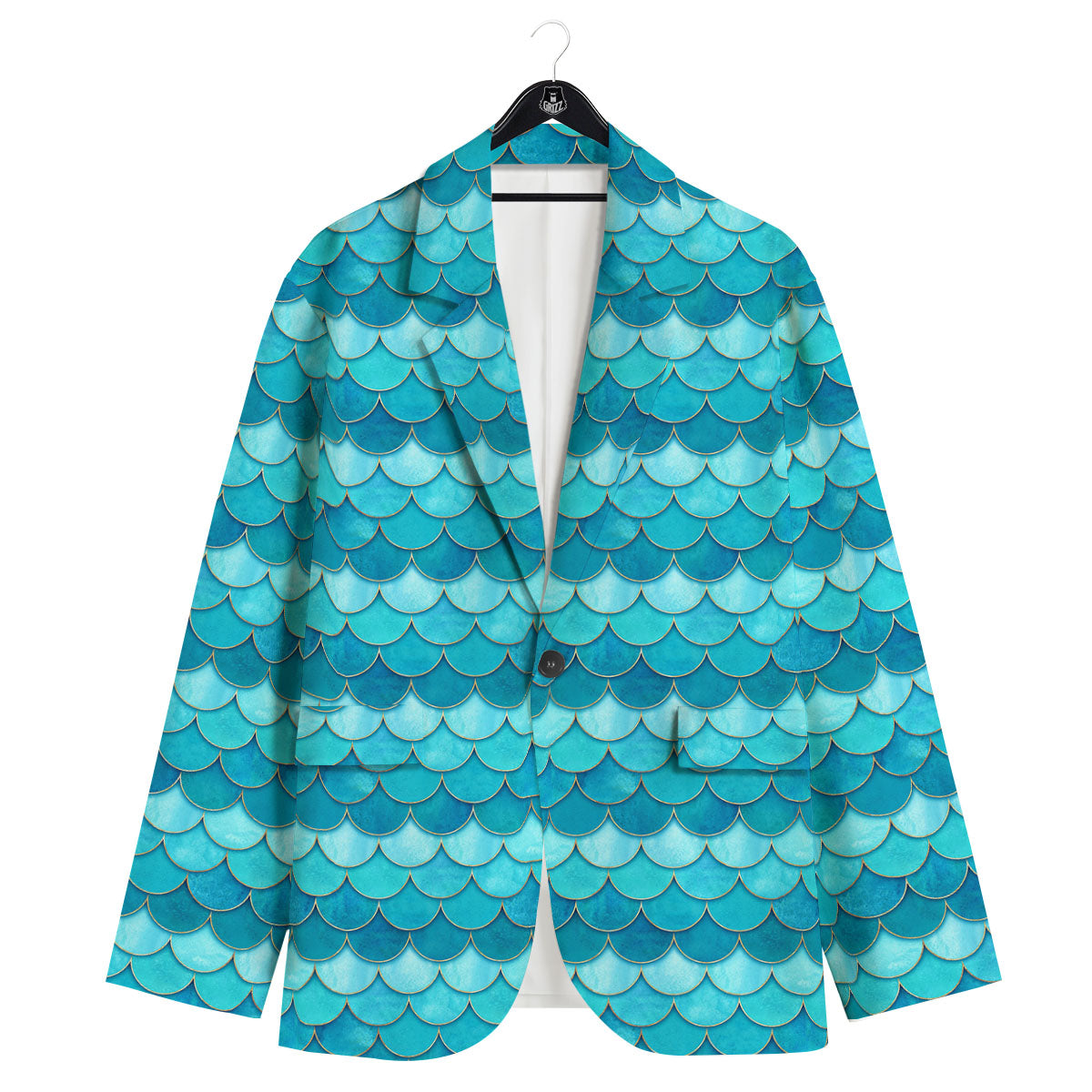 Scales Mermaid Blue Print Pattern Men's Sport Coat-grizzshop