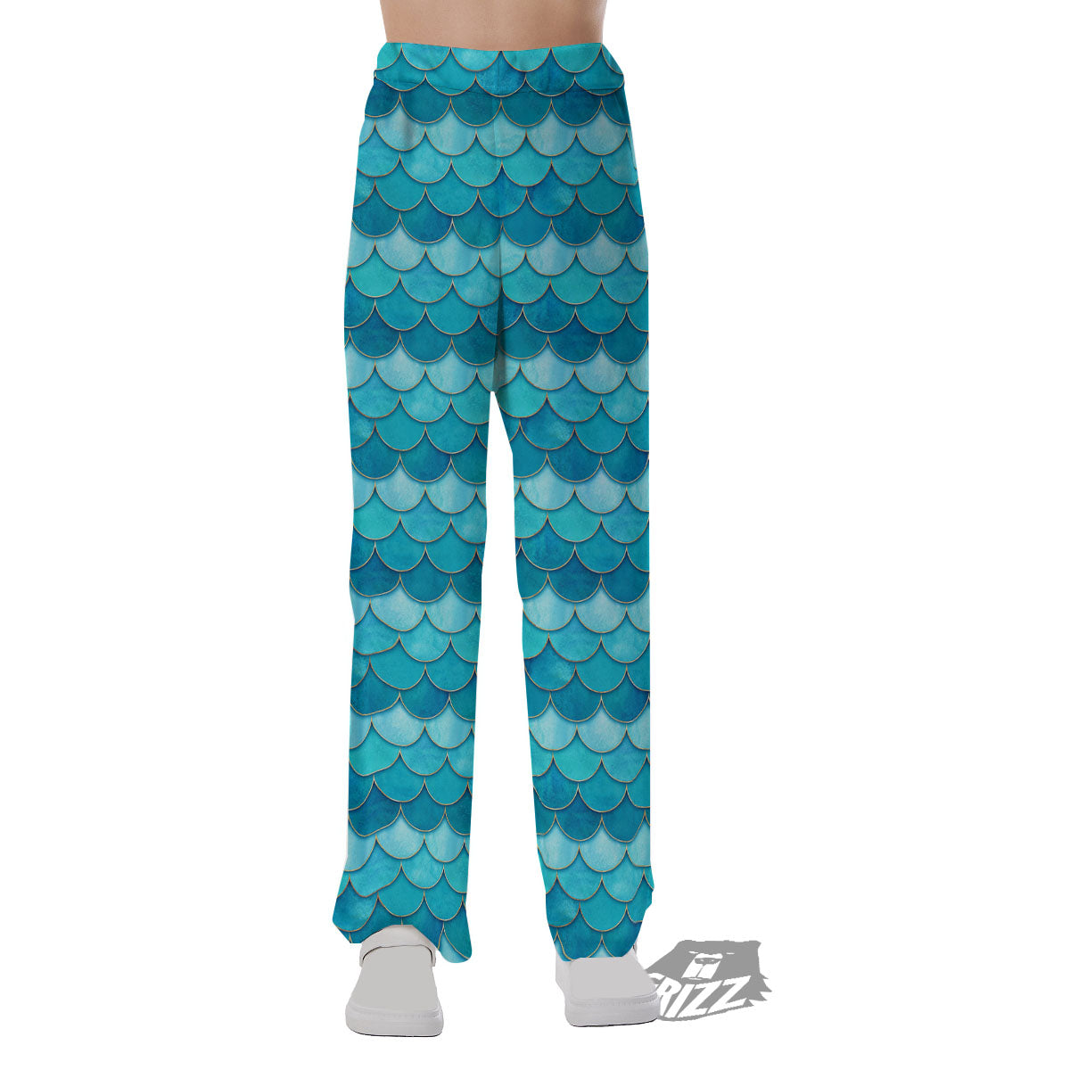 Scales Mermaid Blue Print Pattern Pajama Pants-grizzshop
