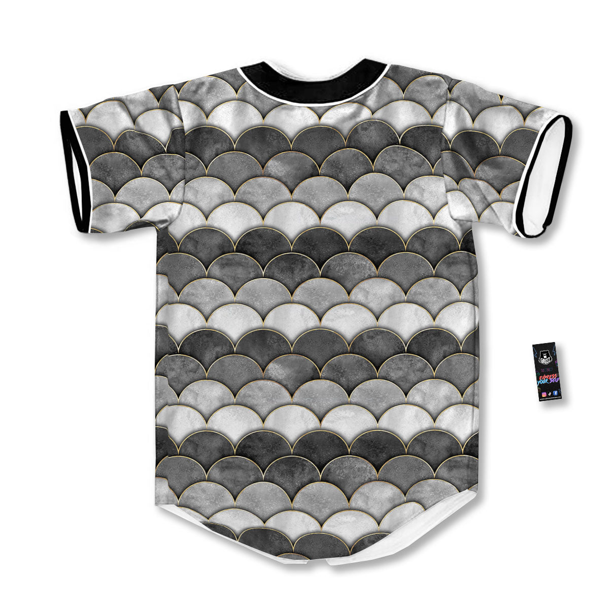 Scales Mermaid Print Pattern Baseball Jersey-grizzshop