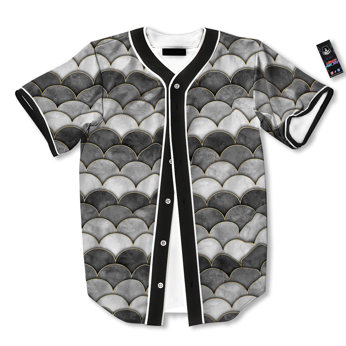 Scales Mermaid Print Pattern Baseball Jersey-grizzshop
