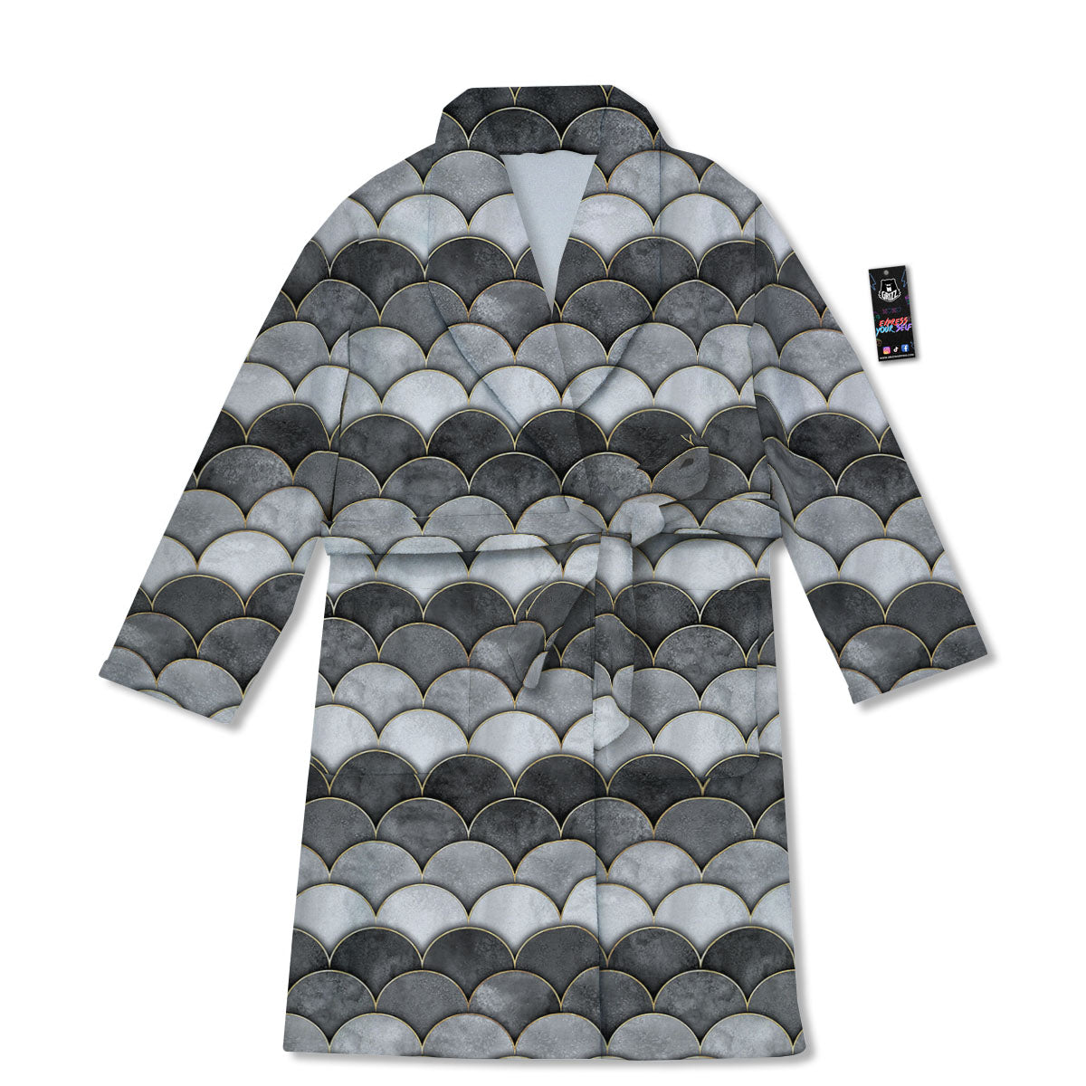 Scales Mermaid Print Pattern Bathrobe-grizzshop