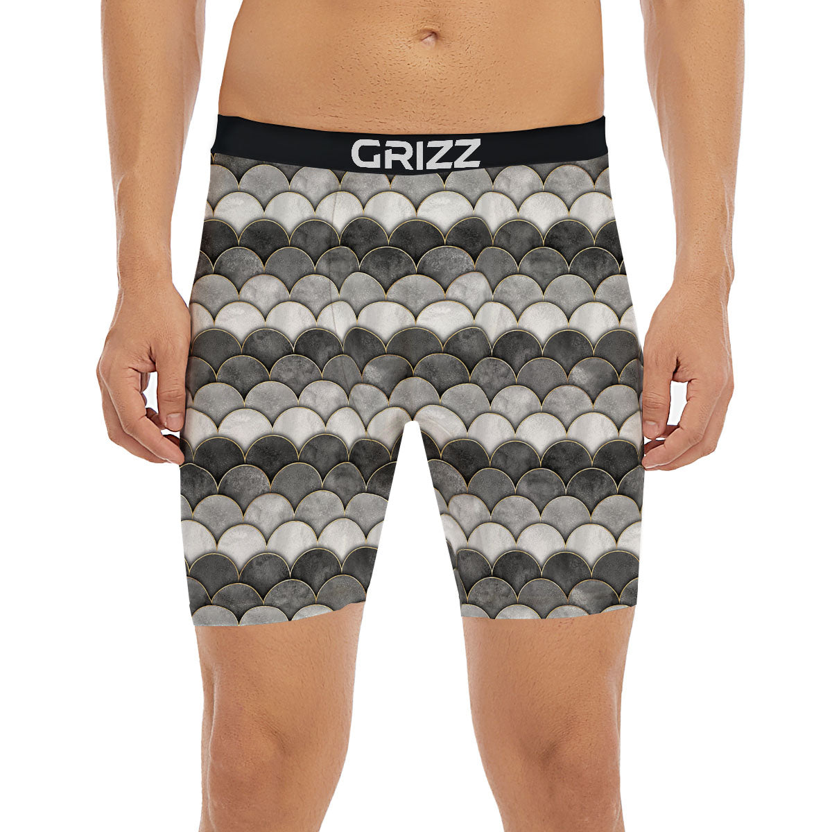 Scales Mermaid Print Pattern Boxer Briefs-grizzshop