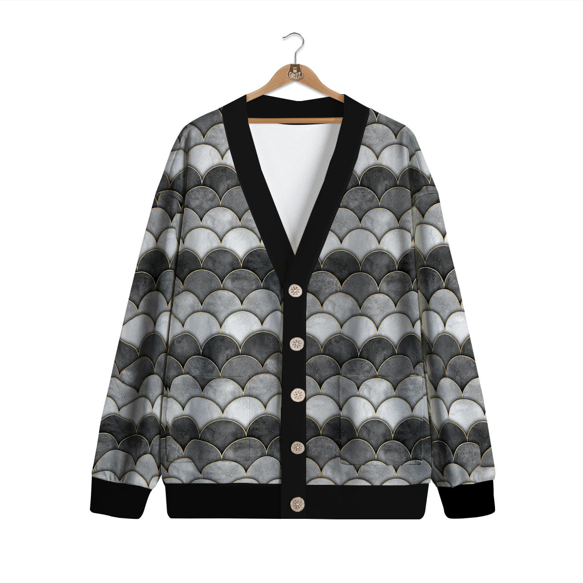 Scales Mermaid Print Pattern Cardigan-grizzshop