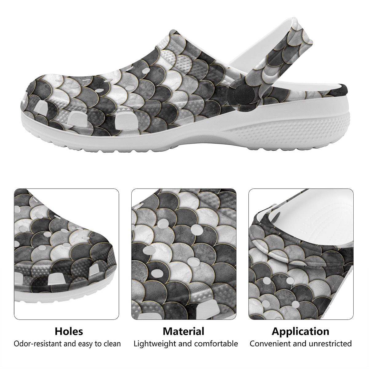 Scales Mermaid Print Pattern Clog-grizzshop