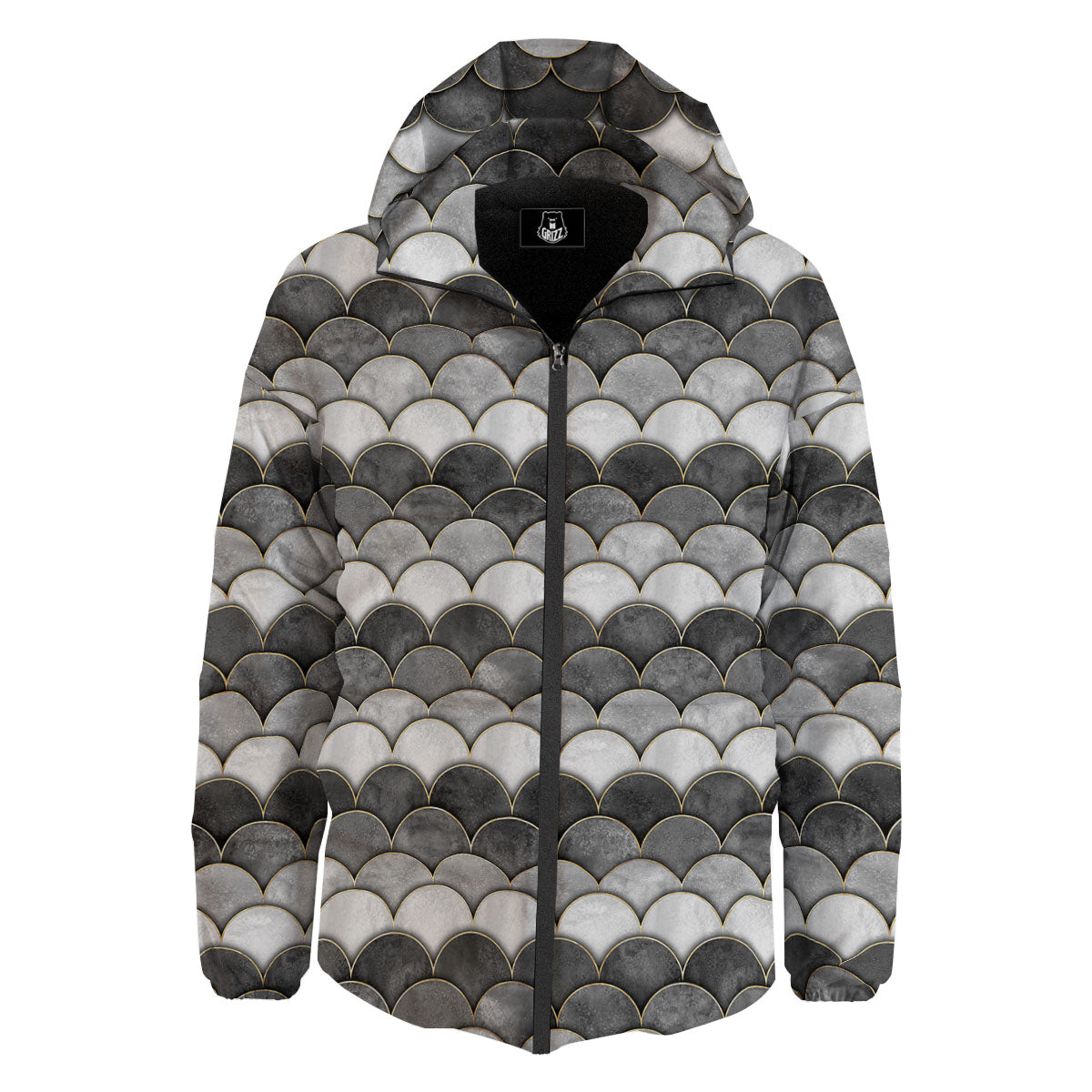 Scales Mermaid Print Pattern Down Jacket-grizzshop