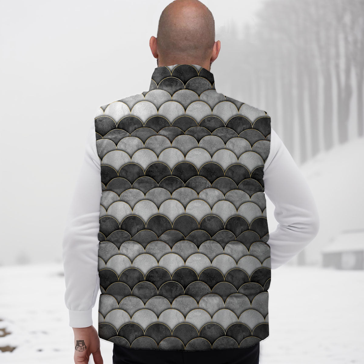 Scales Mermaid Print Pattern Down Vest