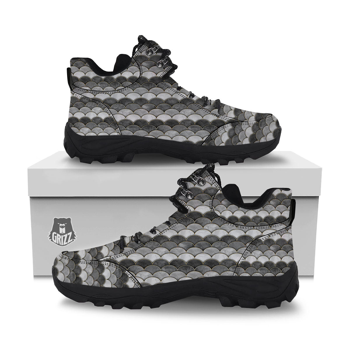 Scales Mermaid Print Pattern Hiking Shoes-grizzshop