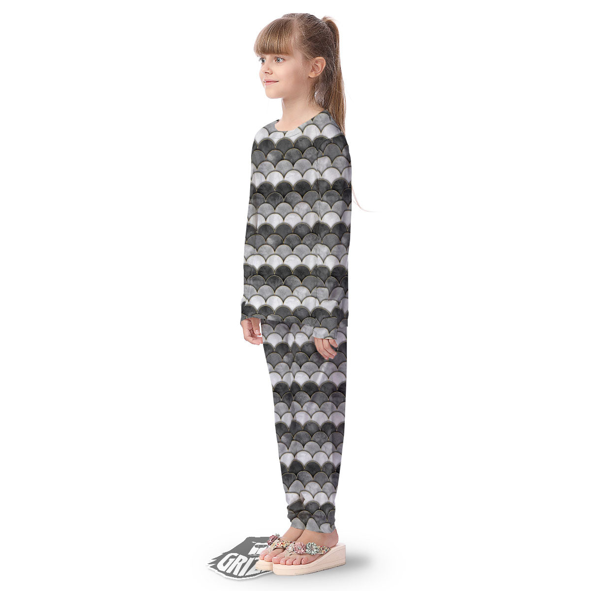 Scales Mermaid Print Pattern Kid's Pajamas-grizzshop