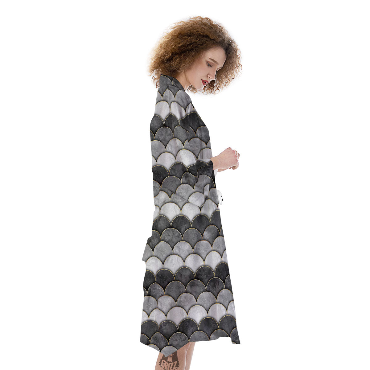 Scales Mermaid Print Pattern Kimono-grizzshop