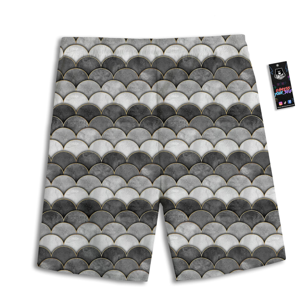Scales Mermaid Print Pattern Men's Athletic Shorts