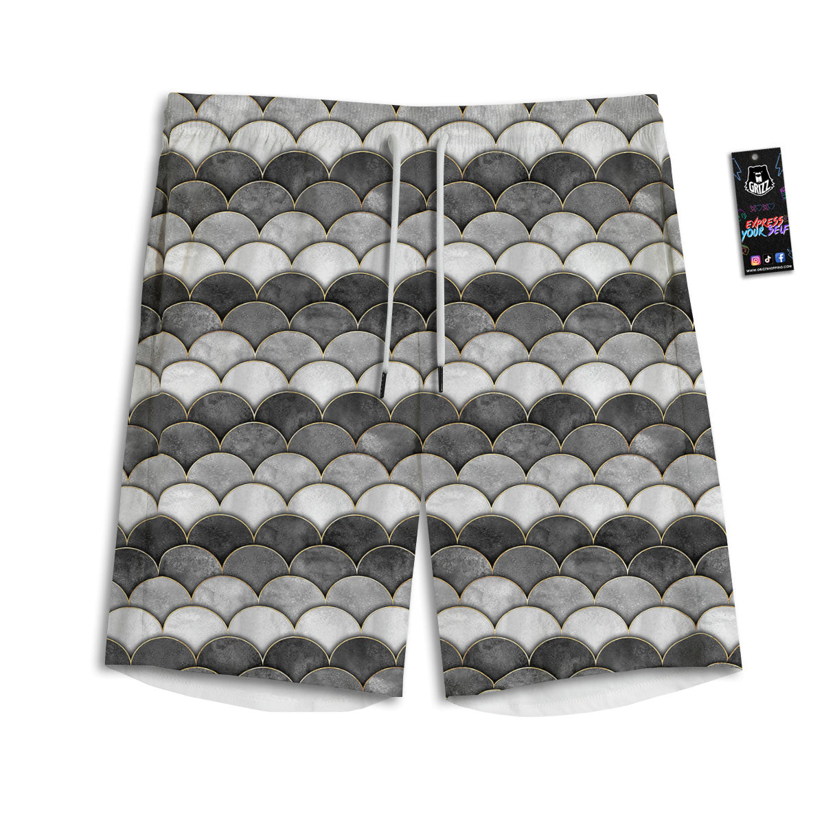 Scales Mermaid Print Pattern Men's Athletic Shorts