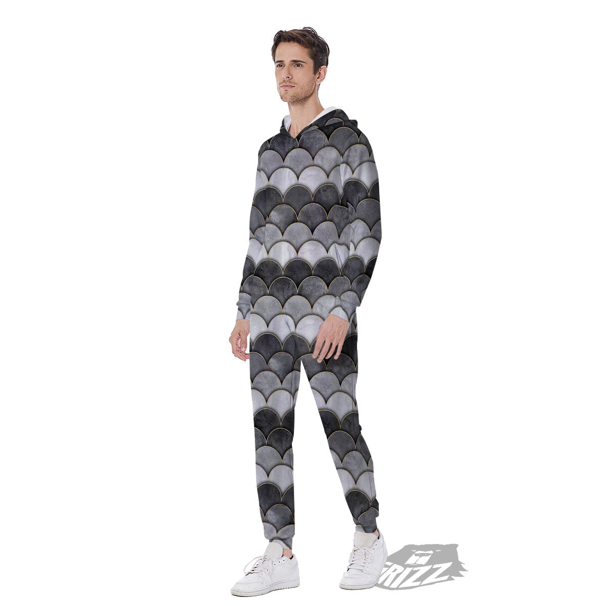 Scales Mermaid Print Pattern Men's Jumpsuit-grizzshop