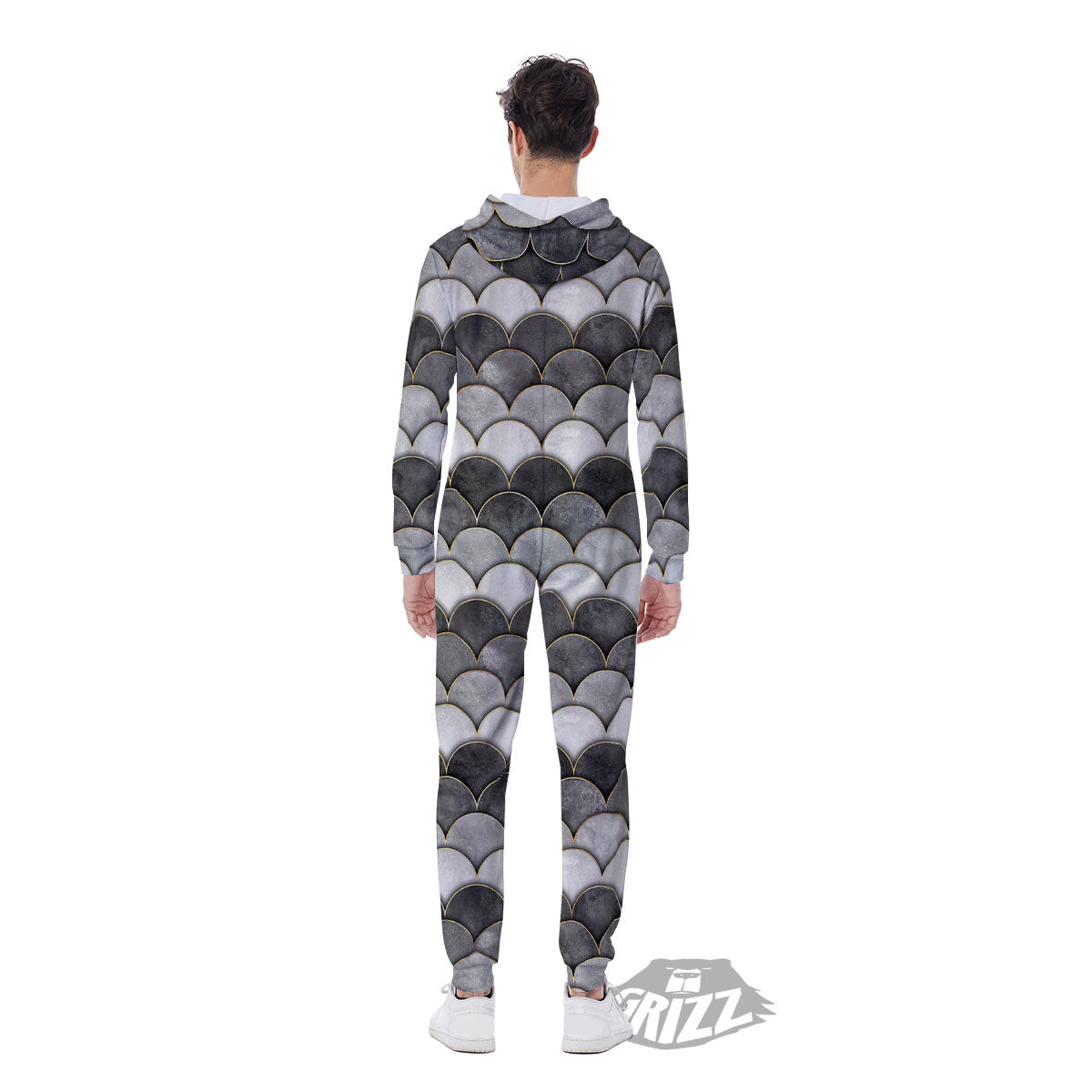 Scales Mermaid Print Pattern Men's Jumpsuit-grizzshop