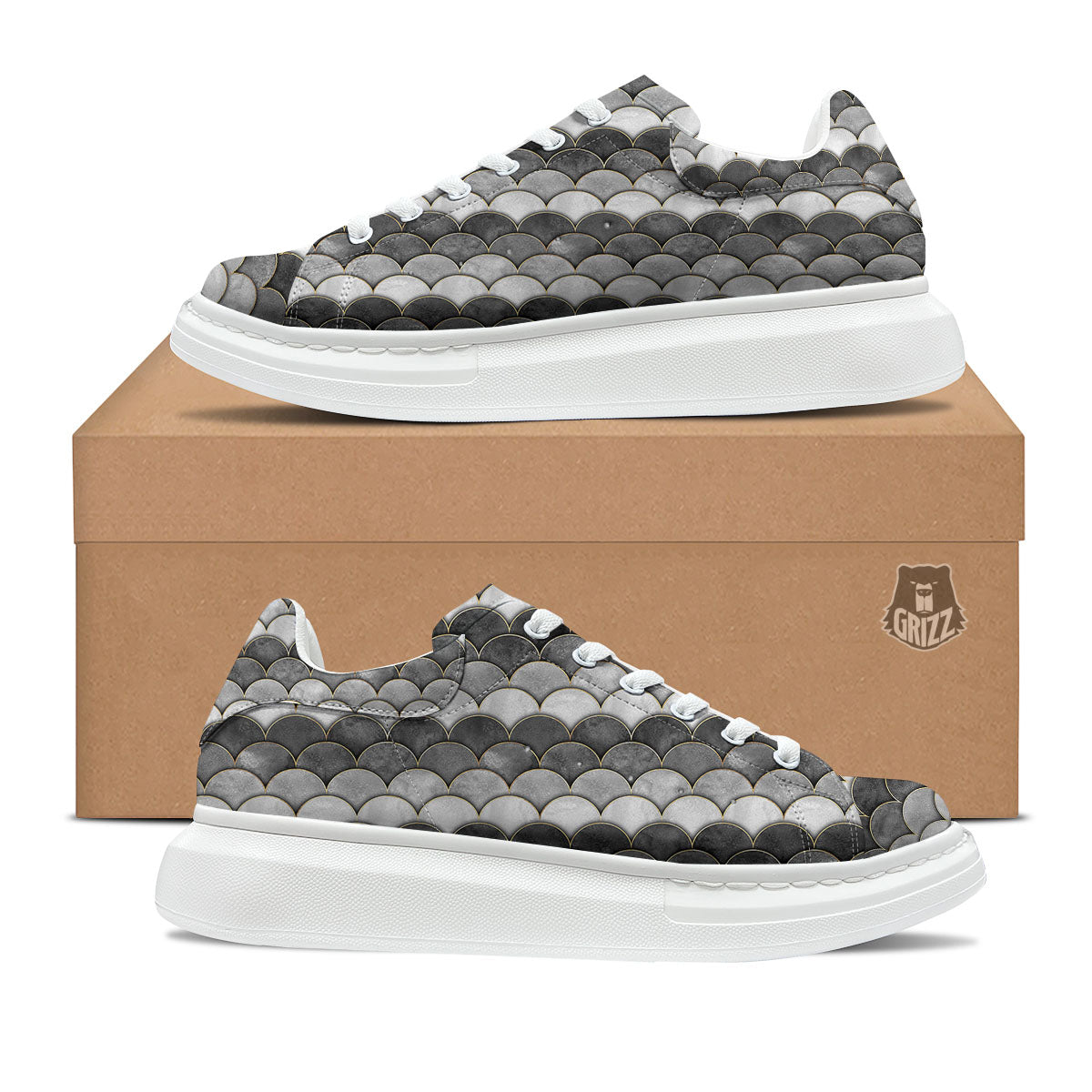 Scales Mermaid Print Pattern Platform Shoes-grizzshop