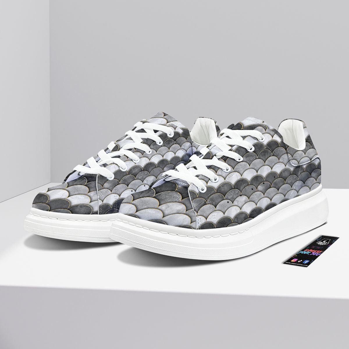 Scales Mermaid Print Pattern Platform Shoes-grizzshop