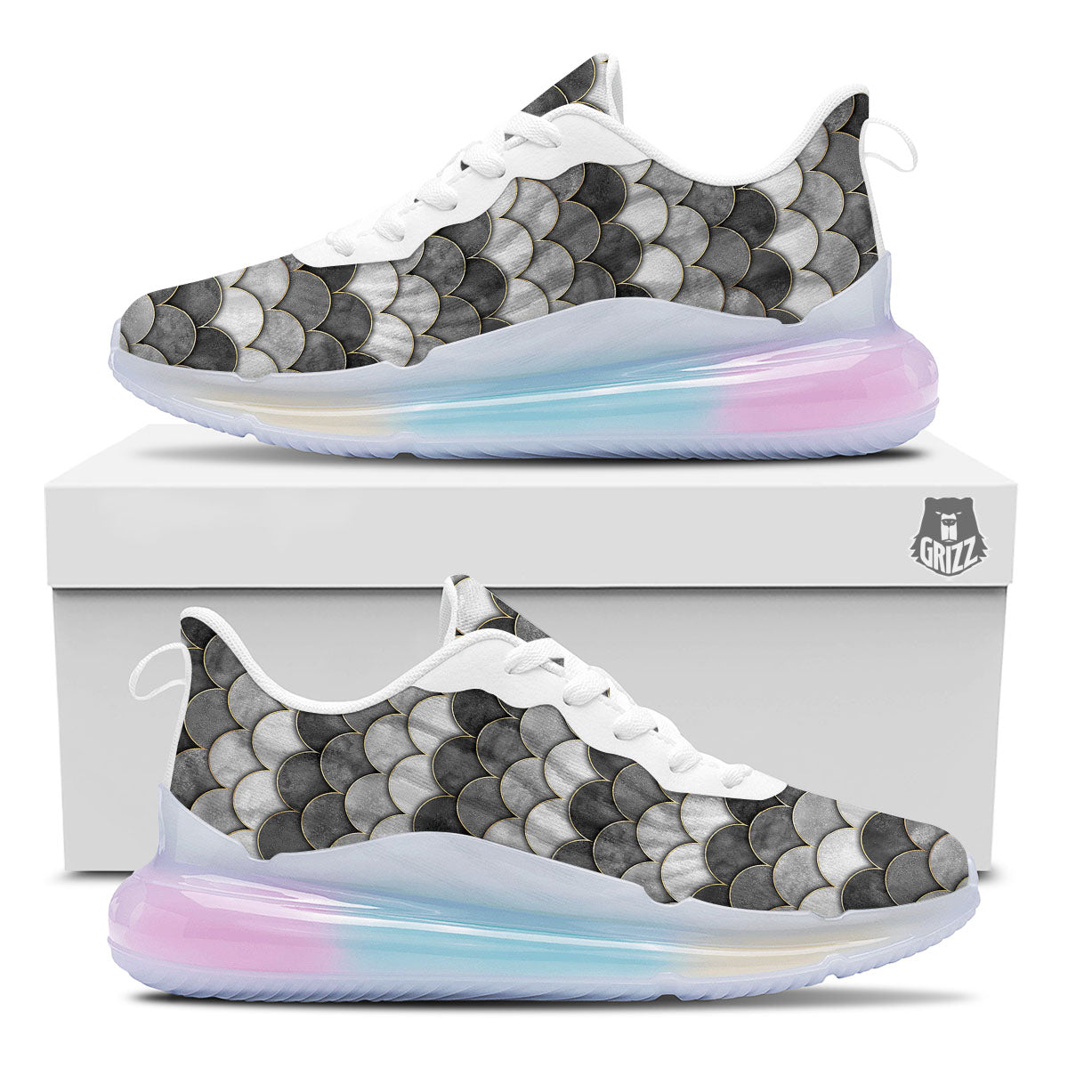 Scales Mermaid Print Pattern Running Sneakers-grizzshop