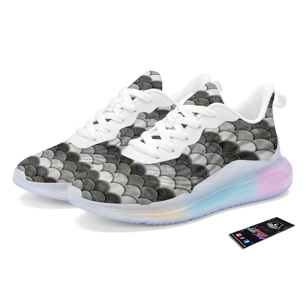 Scales Mermaid Print Pattern Running Sneakers-grizzshop