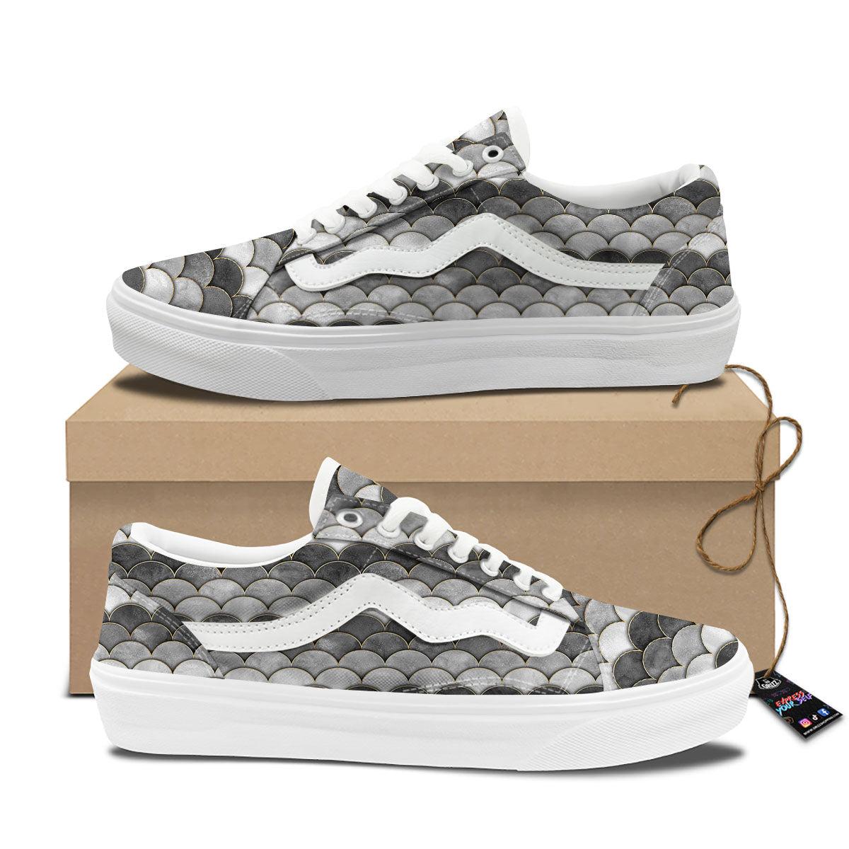 Scales Mermaid Print Pattern Skate Shoes-grizzshop