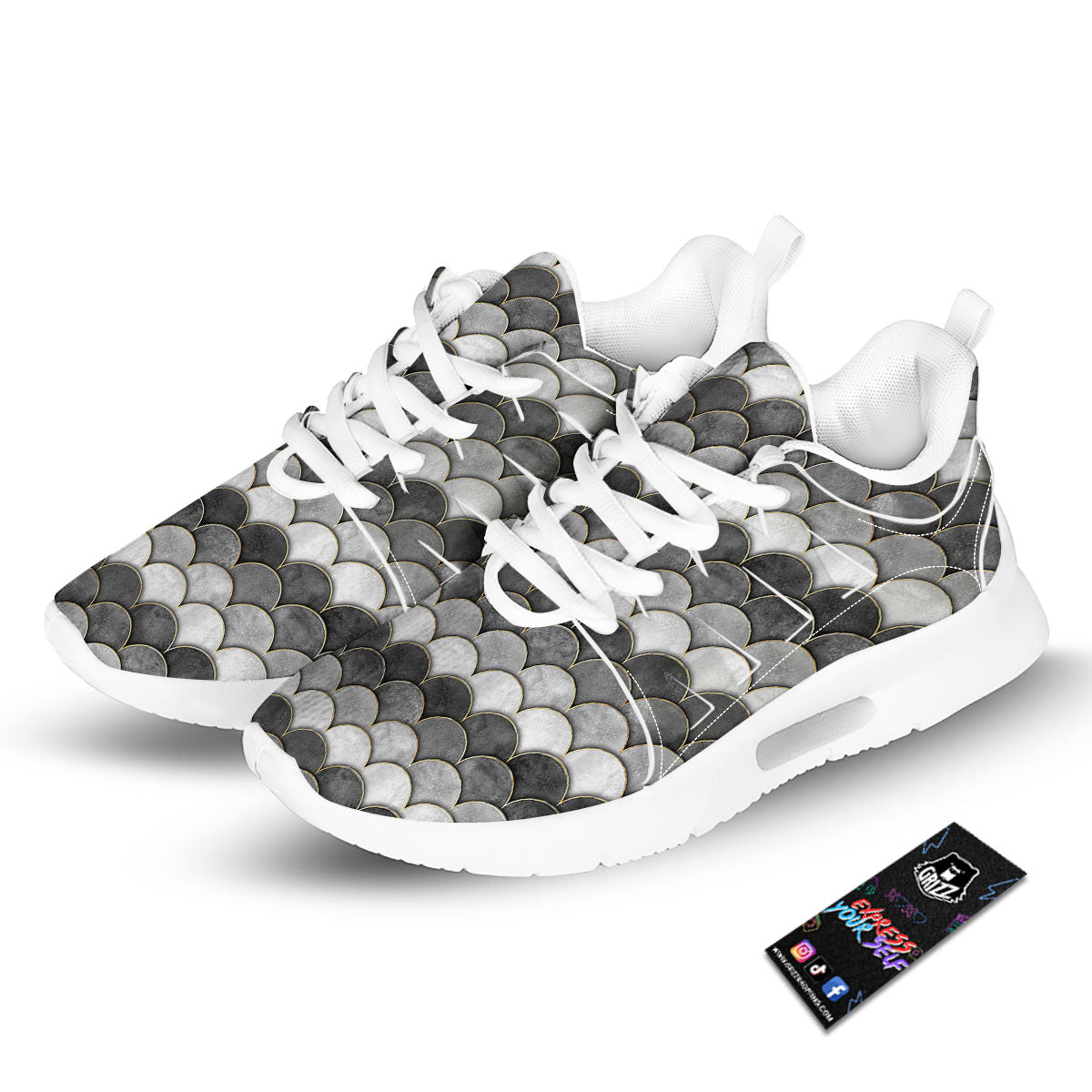 Scales Mermaid Print Pattern Tennis Shoes-grizzshop