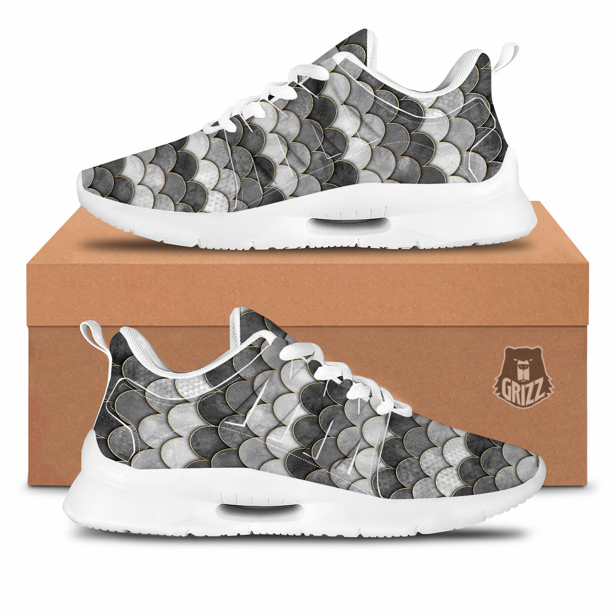Scales Mermaid Print Pattern Tennis Shoes-grizzshop