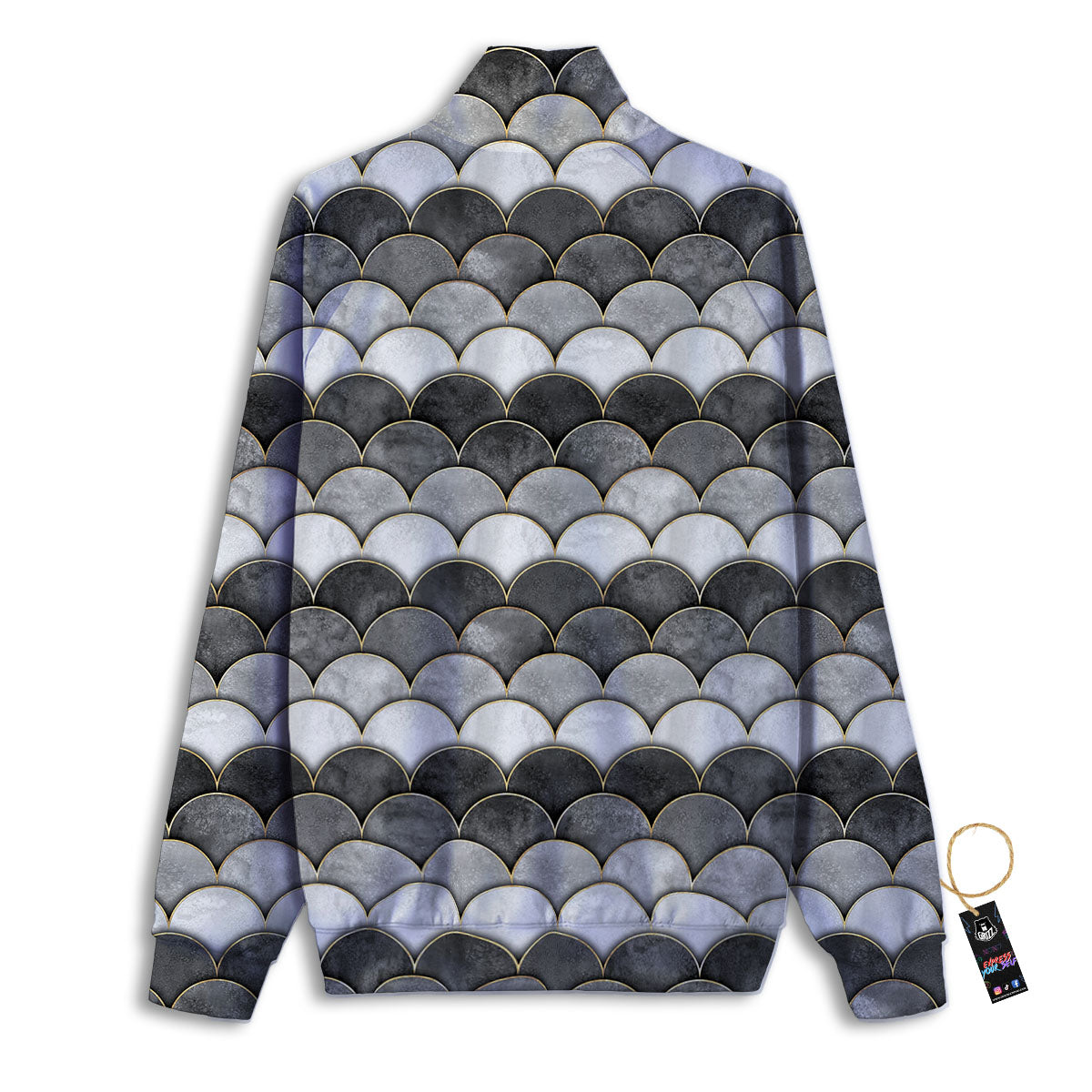 Scales Mermaid Print Pattern Track Jacket-grizzshop