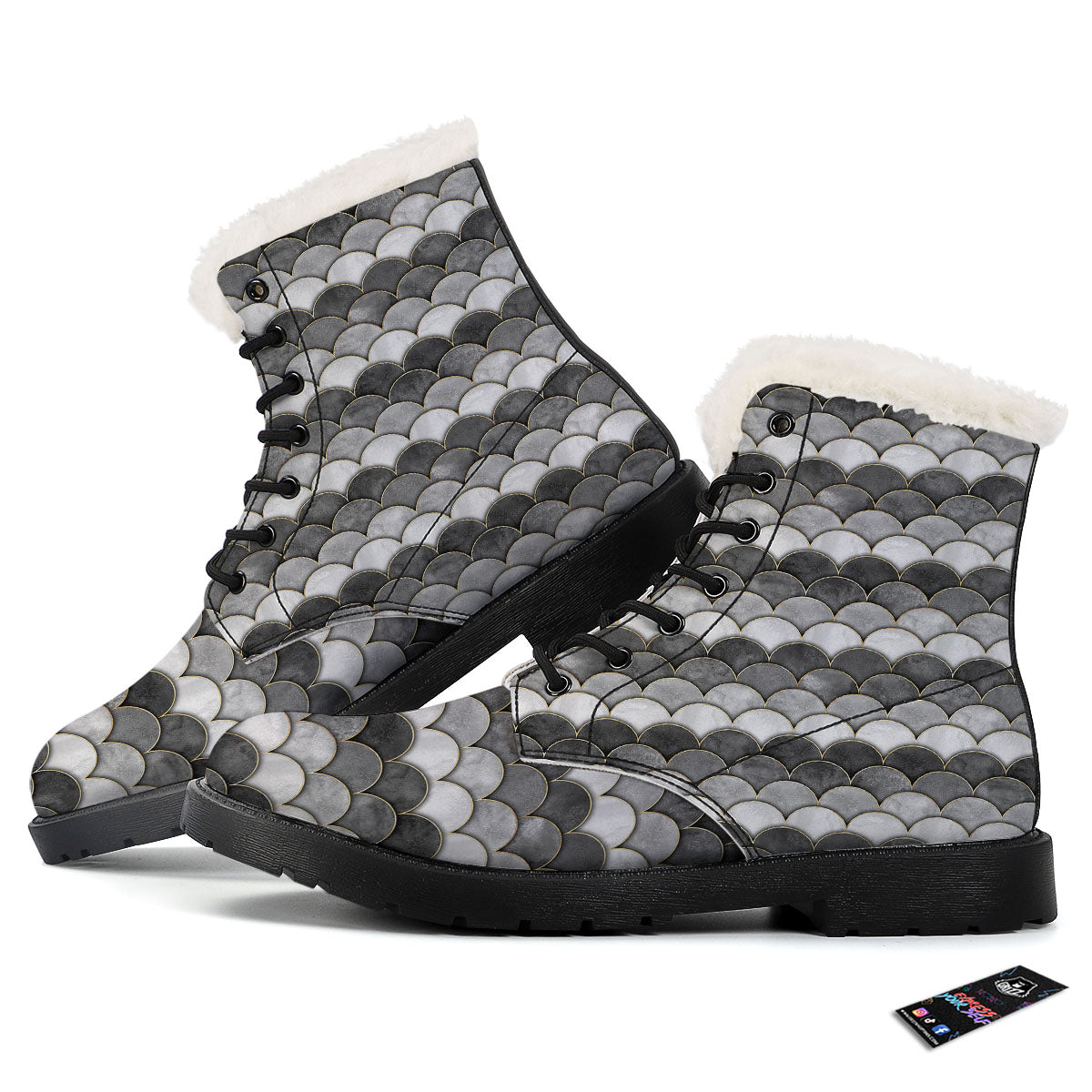 Scales Mermaid Print Pattern Winter Boots-grizzshop