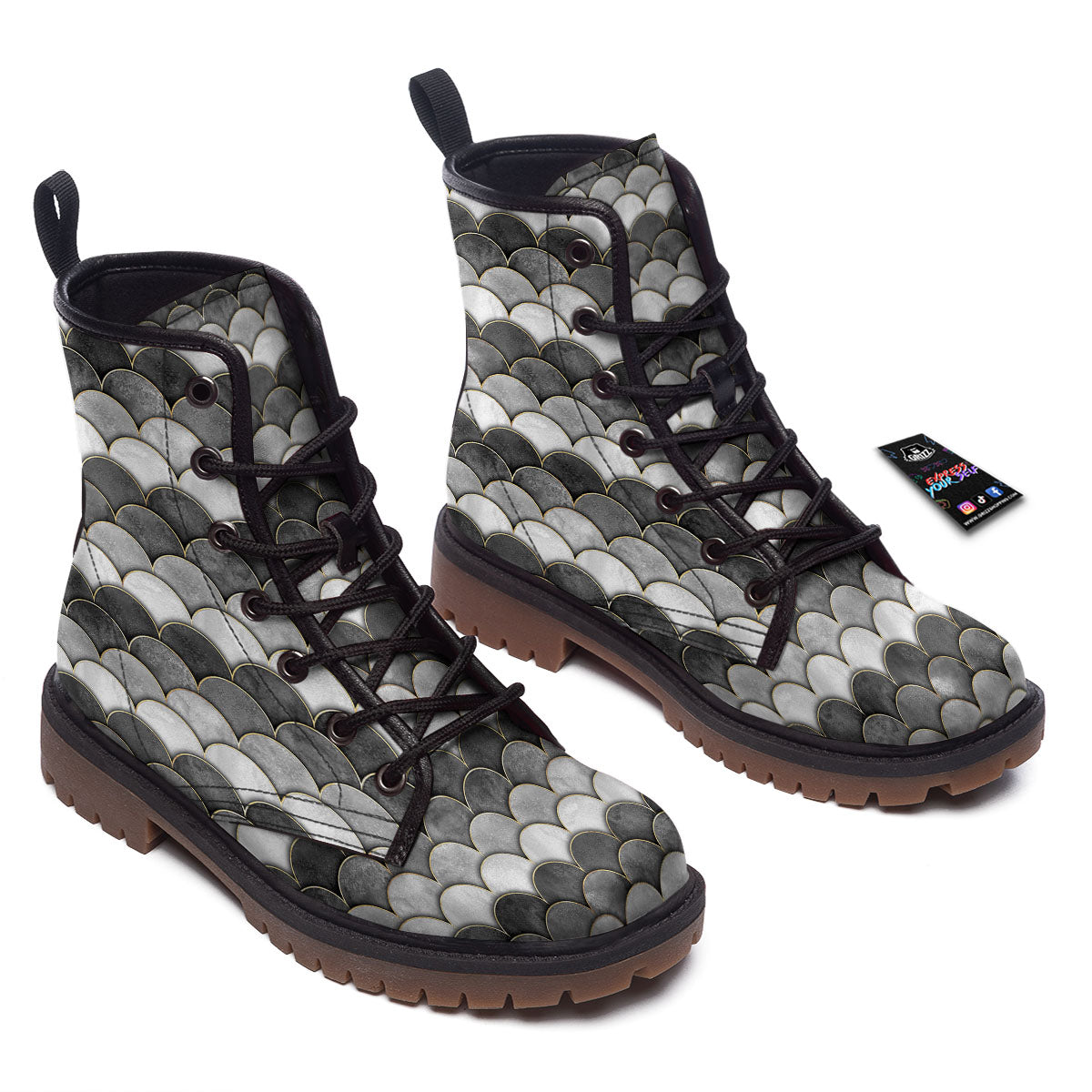 Scales Mermaid Print Pattern Work Boots-grizzshop