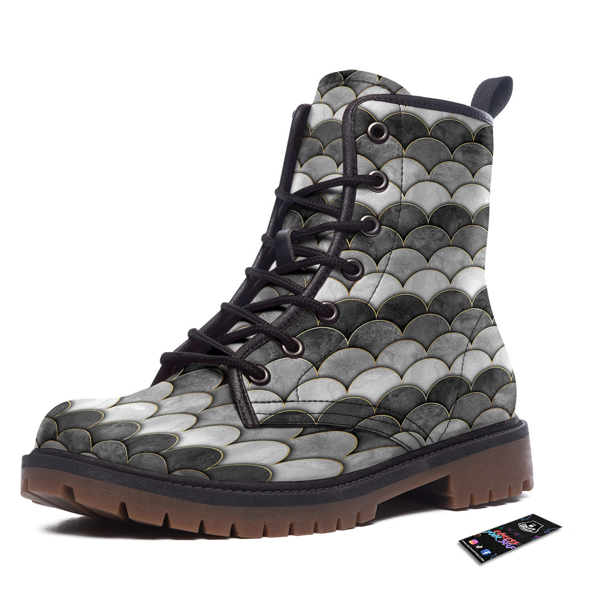 Scales Mermaid Print Pattern Work Boots-grizzshop