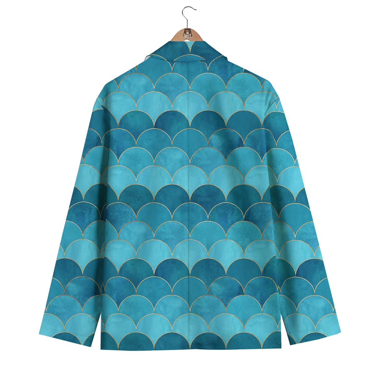 Scales Teal Mermaid Print Pattern Men's Blazer-grizzshop